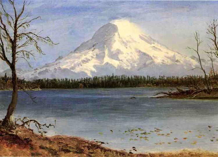 Albert Bierstadt Oil Painting Lake in the Rockies - Click Image to Close